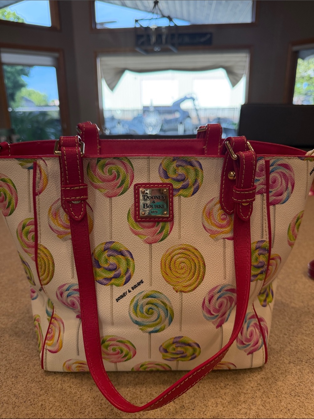 Dooney & Bourke Pink-Trim Lollipop Print Tote
